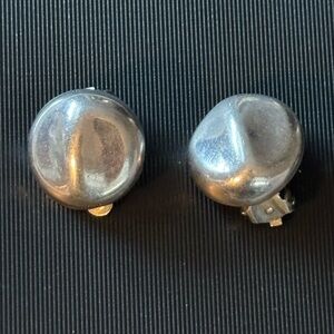 Vintage signed Mexico sterling silver clip earrings 9.5g